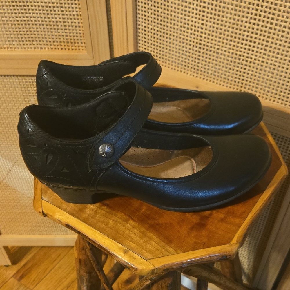 Rockport Black Mary Jane Heel Shoes Womens Size 10 Leather Upper